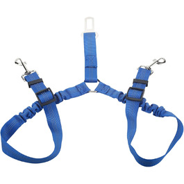 Ремінь безпеки для собак у машину, подвійний, еластичний, регульований з амортизатором та карабіном для маленьких та середніх собак (блакитний)