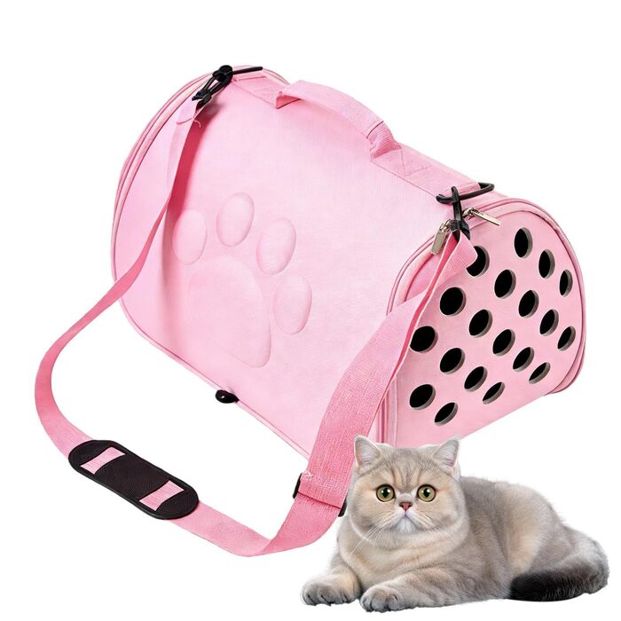 Транспортна сумка для котів Ruwshuuk | Легка сумка для вигулу цуценят та маленьких собак, для подорожей, відпочинку на природі, авіаперельотів, ветеринара, міста, рожева