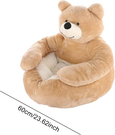 М'яке ліжко для котів та собак, плюшеве, кругле, знімний чохол, 60 см (Хакі)