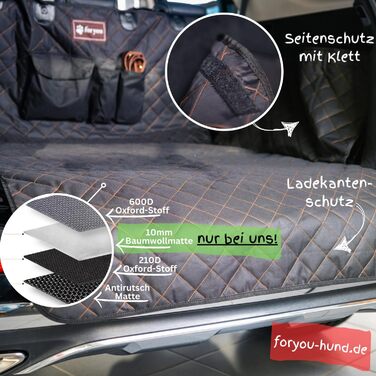 Захист для багажника з захистом краю вантажного отвору foryou® + килимок для собак - універсальний захист багажника для собак, водовідштовхувальний, стійкий до подряпин, преміум якість, Made in Germany