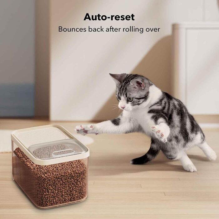 Пластиковий контейнер для корму для собак, 13,6 кг, контейнер для ласощів з лопаткою, великий об'єм, герметичний, складаний, для котячого корму, корм для тварин, зберігає свіжість, бежевий: 36 x 25 см