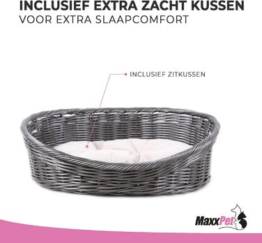 Лежак для собак і котів MaxxPet з подушкою, круглий, 70x53x23 см, антрацит