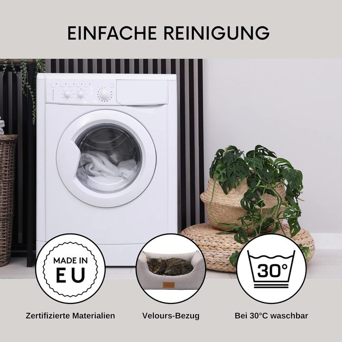 Софа-ліжко для собак MSS e.K. 60 x 44 см, сірий колір, знімний велюровий чохол та м'яка підстилка, 60 x 44 x 23 см. Підходить для великих собак, кошик для собак, лежанка для цуценят.