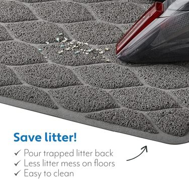 Мат для котячого туалету Mighty Monkey Premium, сірий, великий (24' x 17'), без фталатів