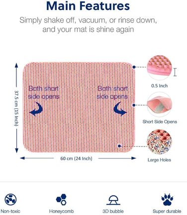 WePet Килимок для котячого лотка, лоток-мат для котів - середній розмір, стільникова структура, двошаровий килимок, без фталатів, для контролю сечі та води, легко миється, контролює розсипання наповнювача, 61 x 38.1 см, Бежевий (30x25 дюймів (упаковка з 1