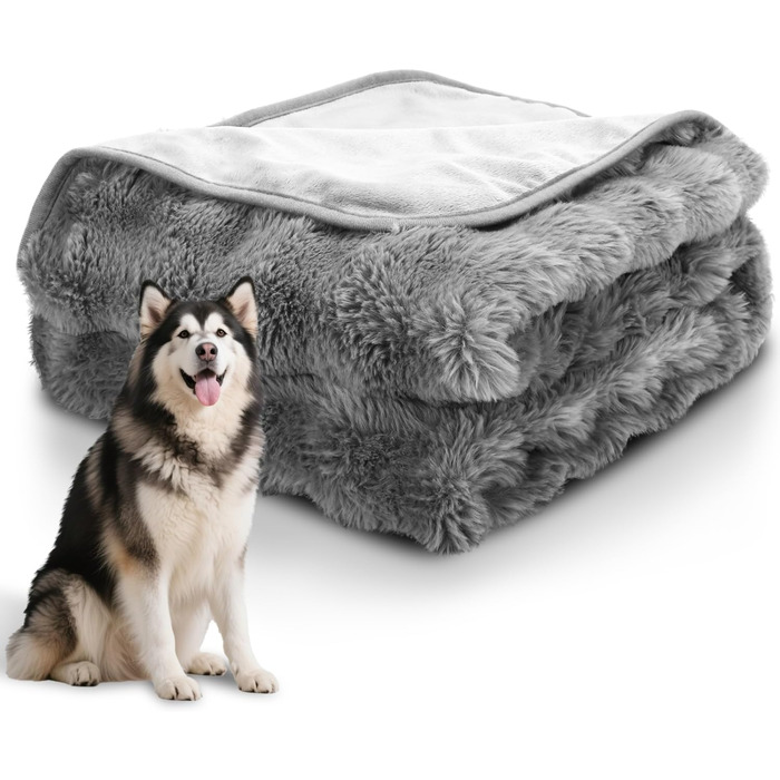 Водонепроникний коврик для собак Nobleza, теплий, плюшевий, 120 x 100 см, двосторонній, придатний для прання в машині, для диванів та ліжок, (XXL 200 x 150 см), сірий