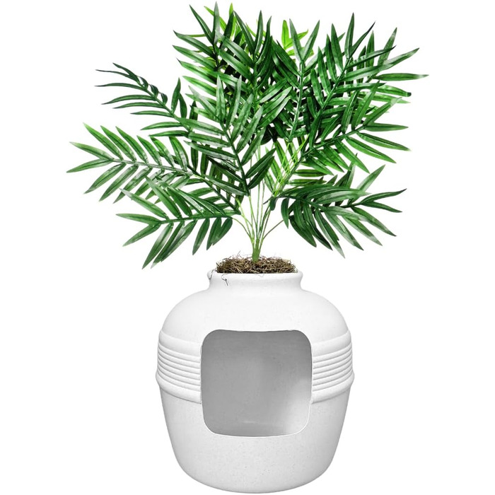 Котлован для котів Good Pet Stuff з штучною рослиною, білий, 51 x 50 см, з фільтром запаху