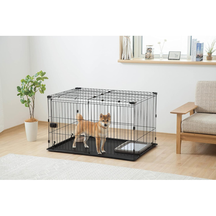 Клітка для собак та котів Iris Ohyama STS-1200TY з дахом та дверима, коричнева, 66 см, з колесами, для собак та кошенят, для використання в приміщенні та на вулиці