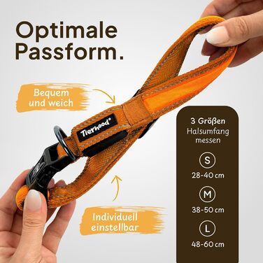 Світловідбиваючий нашийник для собак Tierhood - LED нашийник для маленьких та великих собак, оранжевий, розмір S (30-45 см)