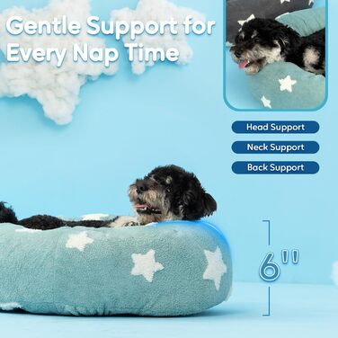 Ліжко для домашніх тварин Mora Pets, кругле флісове антистресове ліжко-бублик для собак і котів, знімний та праний чохол, синє