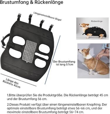 Рюкзак-переноска для собак, собачий поводок-переноска для маленьких собак, регульовані дихаючі ремені, ідеально підходить для собак з обмеженими можливостями, розмір (4–8) кг (2XL, Чорний)