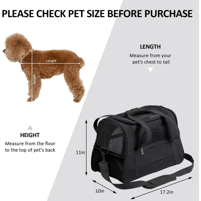 Транспортна переноска для собак та котів KJSXUUE, чорна, складна, з м'якою підстилкою