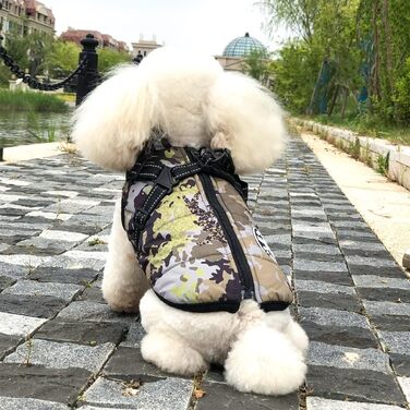 Зимова куртка для собак Aywoja з вбудованою шлейкою, водонепроникна, з відбиваючими смугами, для малих порід, машинне прання, міцний D-кільце