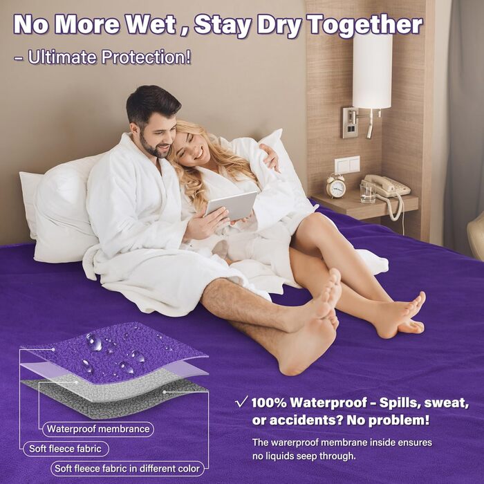 Водонепроникний плед для собак та котів, 203 x 152 см (фіолетовий/сірий)