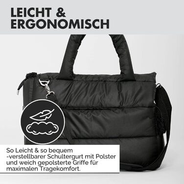 PAW WOW переносна сумка для собак SARA | стильна переноска для маленьких собак | водо- та вітростійка | з підкладкою з тедді, регульований плечовий ремінь, зовнішня кишеня (Чорний)