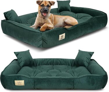 Крісло-ліжко для собак великих порід King Dog XL, 115 x 95 см, зелене, з велюру, ортопедичне, легко миється