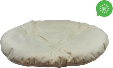 М'який лежак для собак та котів овальної форми, 80 x 58 см, бежевий колір. Лежанка для тварин, килимок, матрац для собак та котів. Можливість прання. Ідеально для переносних кліток та лежанок.