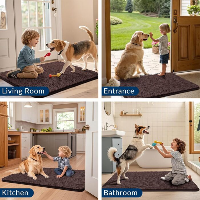 Килимок-підстилка для собак Smiry, ультрам'який, неслизький, миючий, швидковисихаючий, з джерсі, для великих, середніх та маленьких собак, Колір: Коричневий, Розмір: 122 x 76 x 3 см