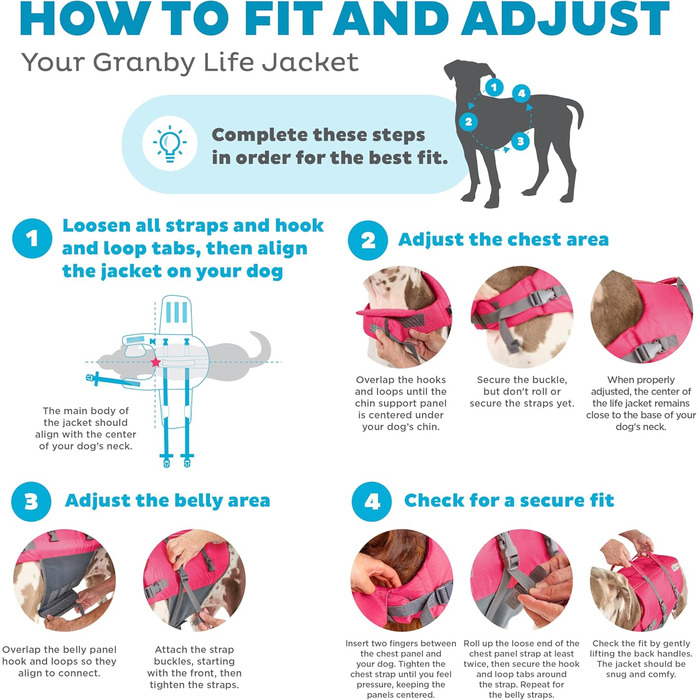 Спасальний жилет для собак Outward Hound Granby Splash, розмір M, рожевий (обхват грудей 53-69 см)