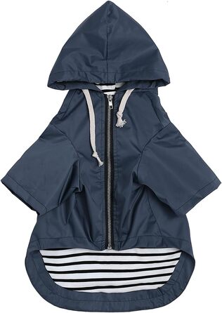MOREZI Водонепроникний дощовик для собак з захистом лап та міцною капюшоном - Легкий, для малих/середніх порід - Застібка-блискавка, регульований шнурок, синій, S (Обхват грудей: 43-48 см), колір 'Глибокий синій'