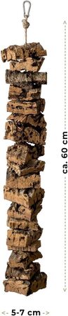 Натуральна іграшка для птахів з коркової шкіри, 60 см | Екологічний матеріал, безпечна для птахів