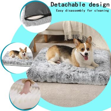 Велике собаче ліжко YAGE, миючий матеріал, ортопедичне ліжко, матрац для собачого будки, довге плюшеве ліжко, заспокійливе ліжко для собак, що бояться (L-90 см, сірий) L-90x70CM сірий