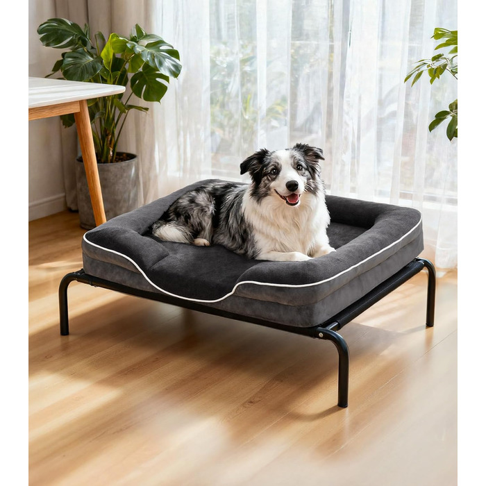 Ортопедичне ліжко для собак великих порід, м'яке, з антиковзною основою, дихаюче, сіре, 100x70x20 см