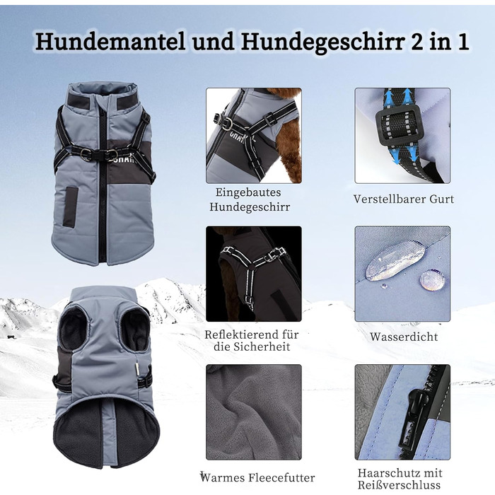 Зимовий одяг для собак: теплий одяг, куртка, жилет, одяг для цуценят, жилет для собак, одяг для собак маленьких та середніх порід, S, блакитний