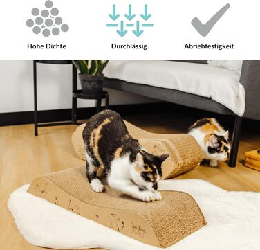 Котяче дряпальний борд | Дряпка з гофрокартону | Натуральні дряпальні дошки для котів | Міцні дряпальні меблі для котів | 2в1 котячий будиночок + дряпальний борд | Якісний картон | Великий розмір (57 x 21 x 20 см)