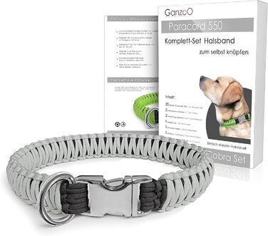 Набір для плетіння паракорду Ganzoo 550: нашийник для собак, DIY, подарунок (сірий)