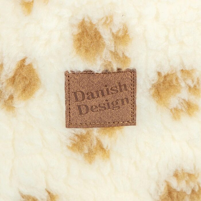 Ліжко для собак Danish Designs, шерпа-фліс, коричневий відбиток лапи, машинне прання, розмір 50 см, велике