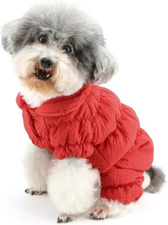 Зимовий теплий комбінезон для собак, тепла куртка-комбінезон для маленьких собак, флісова підкладка, водонепроникний, для Yorkie, Chihuahua, зелений (XL, червоний)