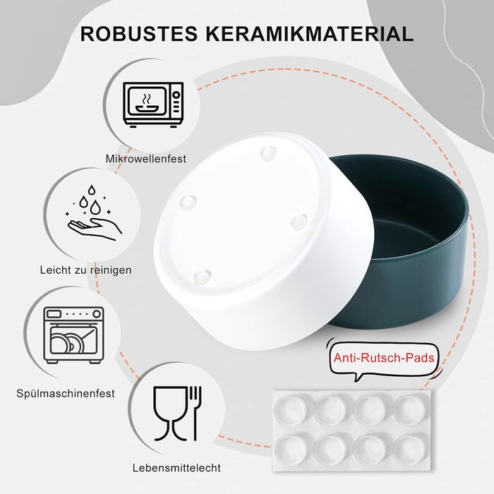 Керамічна миска для собак, годівниця для собак - неслизька миска для собак маленьких та середніх порід, миска для води для великих котів - керамічна миска для корму та води - 15 см - 320 г / 720 мл - біла