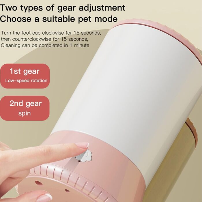 Електричний мийник лап для домашніх тварин, USB-зарядка, автоматичний, білий/рожевий