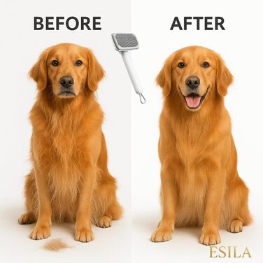 Самоочисна щітка для котів та собак Преміум-якість, для видалення відмерлої шерсті, м'який кардкомб для собак та котів з довгою та короткою шерстю, ергономічна ручка, легка у використанні