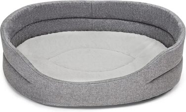 Крісло-лежанка для собак та котів SuperKissen24 - Овальне, 71x60 см, сірий льон. Водостійке, з сертифікатом Oeko-Tex, легко миється