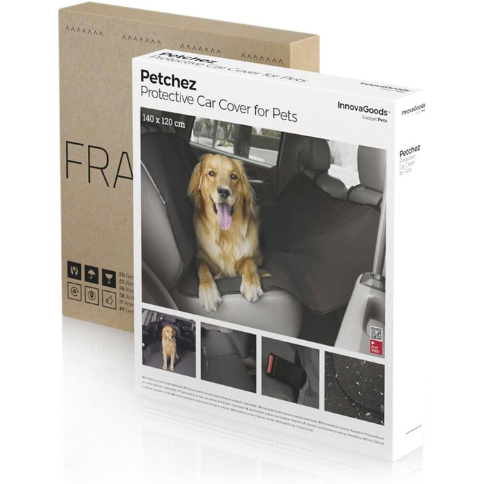 Захист для автокрісла від InnovaGoods Petchez, чорний, 140x120 см, водонепроникний, універсальний