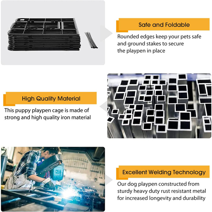 Металевий вольєр для собак BestPet з дверима, 32 панелі, розміри: 61x81,3x101,6 см