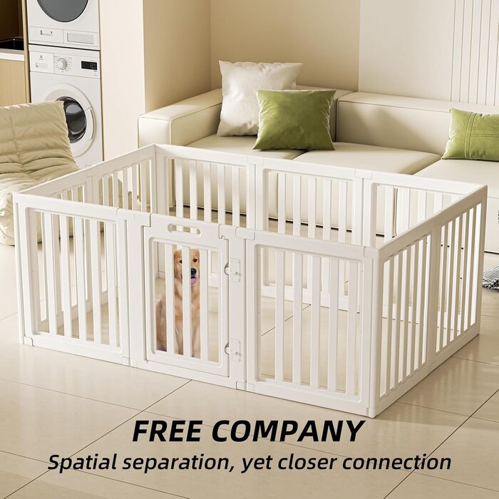 LoveTail Прозорий вольєр для собак з дверцятами, легкий у чищенні та встановленні, переносне огородження для цуценят для дому та саду (Білий, 77 см у висоту, 30,5 см)