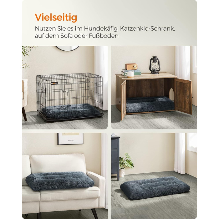 Ліжко для собак Feandrea, м'який килимок, довгий плюш, 122 x 74 см, м'яка підкладка, можна прати, багатофункціональне, PGW204K01 (L 110 x B 73 x H 10 см, темно-сірий)