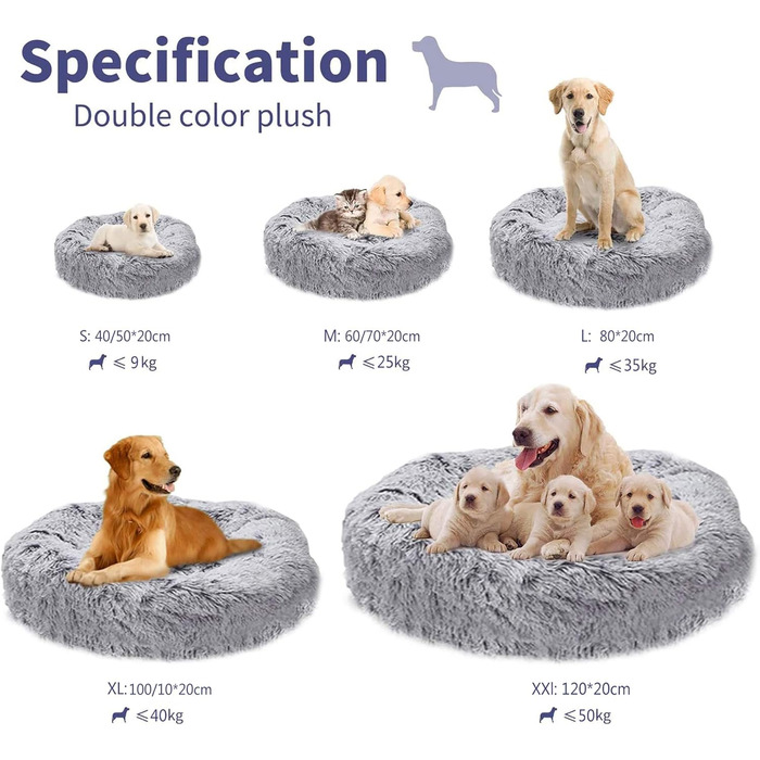 М'яке кругле ліжко для собак та котів. Кругле ліжко-бублик для середніх собак та котів, м'яке та тепле, Ø 60 см, темно-сірий колір