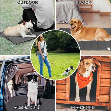 Килимок для собак Outdoor, 100x70 см, водовідштовхувальний. Зручний для подорожей, кемпінгу, з сумкою та щіткою для видалення шерсті. Підходить для собак та котів. Теплий, великий, з оксфордської тканини, чорного кольору.