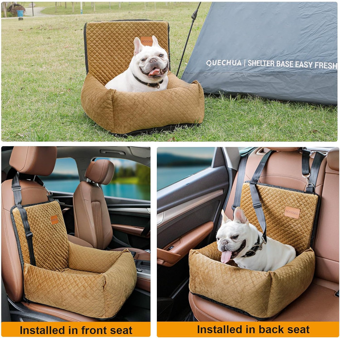 Автокрісло для собак, підвищувач для домашніх тварин, безпечне автокрісло для собак. Зручне та безпечне, легко розбирається для чищення. Чорний/Коричневий