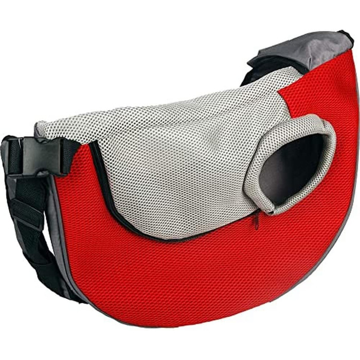 Сумка для собак Flamingo Hundetasche Skip – червоно-сіра, 50x14x30 см, поліестер, з вентиляцією та відділенням