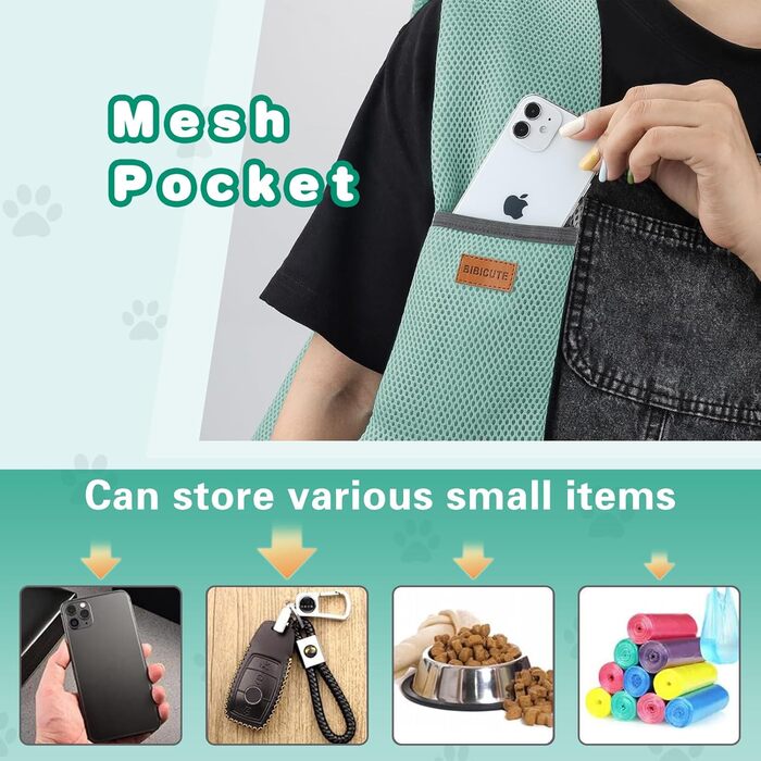 Переноска для собак Classycoo - дихаюча сітка, сумка для домашніх тварин, переноска для котів, з безпечною шнуркою, для тварин до 8 кг (М'ятно-зелений)