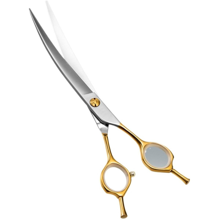 Професійна вигнута ножиця для грумінгу собак Golden - 7 дюймів, з ергономічною ручкою, з нержавіючої сталі 440C