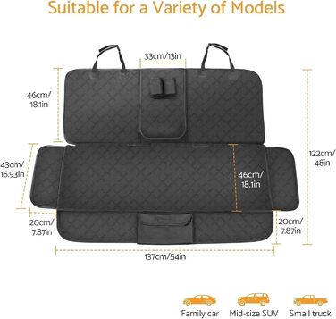 Автомобільна підстилка для собак Maxetodo на заднє сидіння: водовідштовхувальна, з кишенями, захист від подряпин для всіх авто, SUV, вантажівок