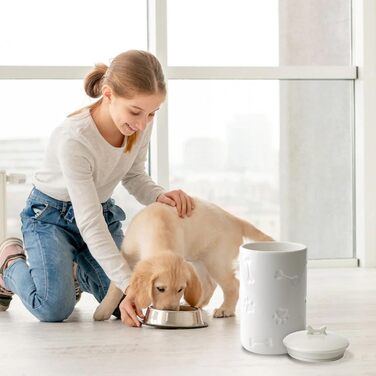 Керамічна ваза для ласощів для собак та котів, 22,9 x 12,7 см, велика, з кришкою, у стилі фермерського дому