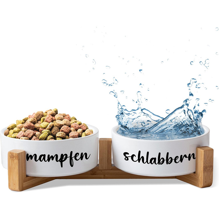 Набір мисок для собак та котів з кераміки, 2 шт по 500 мл, з підставкою | Миски для корму та води