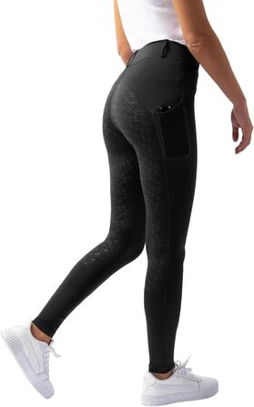 Легінси для верхової їзди HORZE DEA, чорні, з повним сидінням та кишенею для телефону, 40 розмір